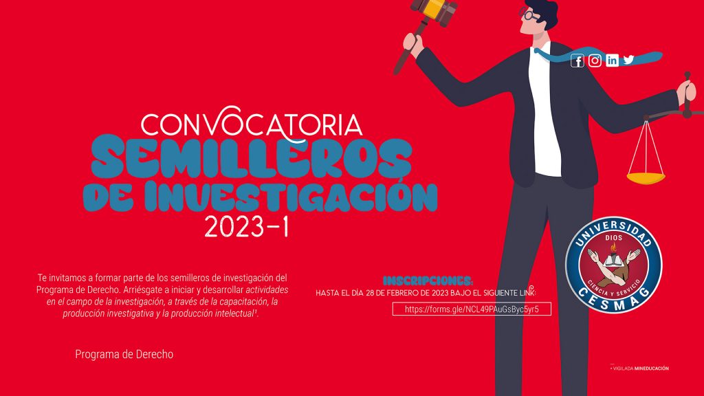 Convocatoria Semilleros de investigación Derecho 2023 - I